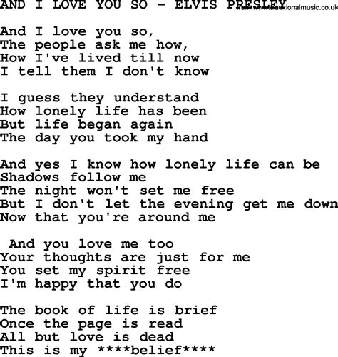 and i love you so lyrics